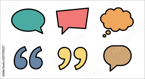 Cuadro en lienzo Collection of speech bubbles and thought clouds presented as a colorful vector i