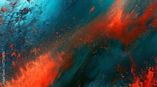 Vivid Abstract Texture with Red and Blue Paint Splatters