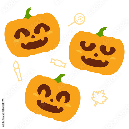 Cute Halloween Pumpkin Face 2D Vector Illustration