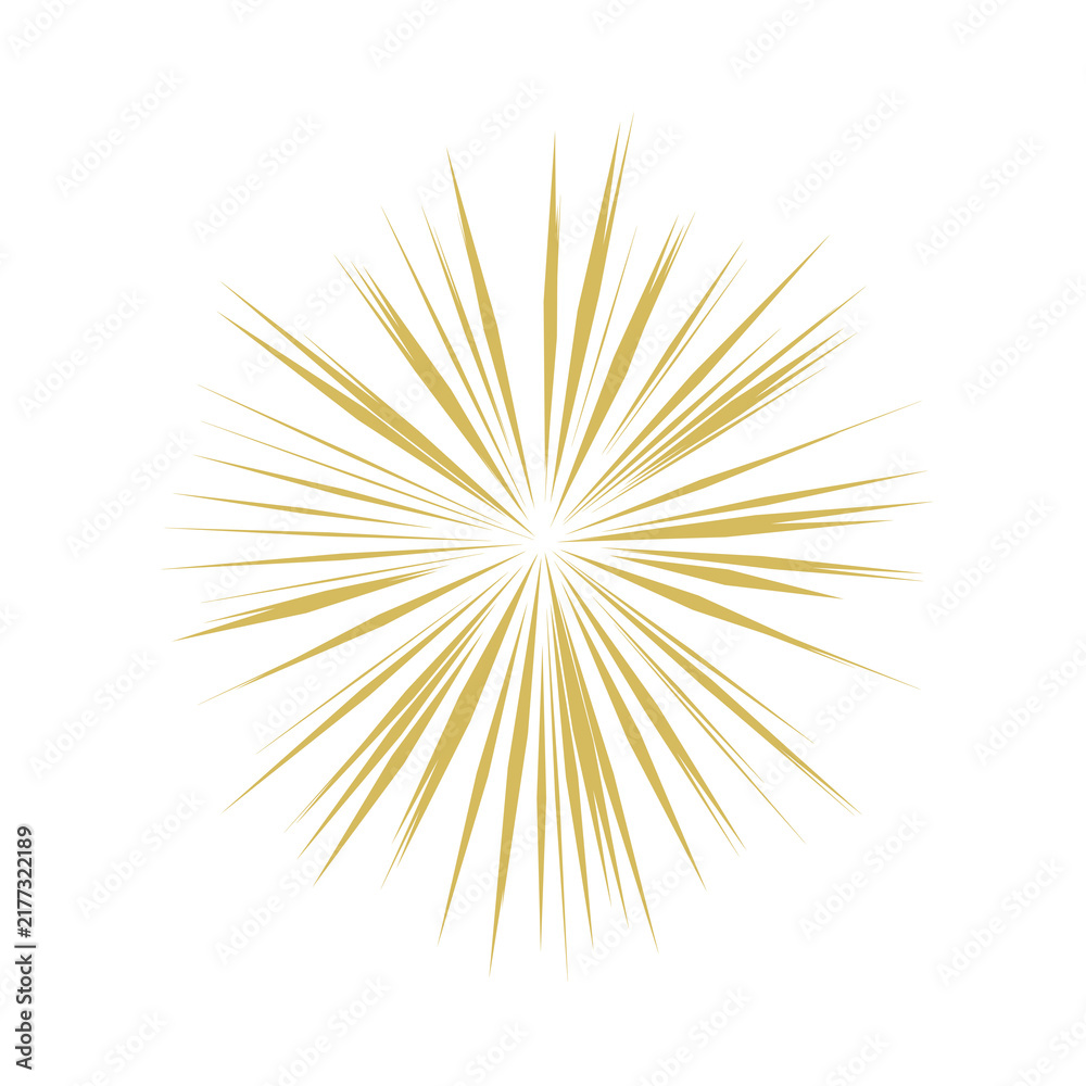 Obraz premium Golden Radial Sunburst Lines on Black Background