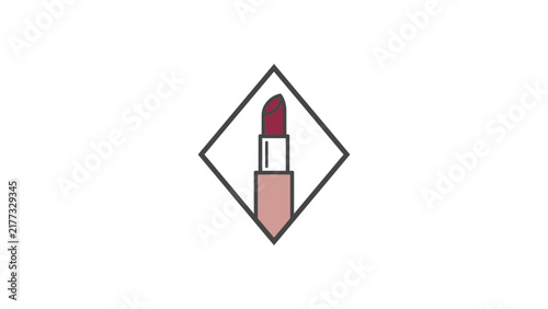 Lipstick tube in diamond frame logo.