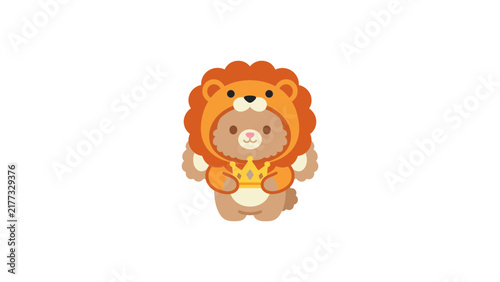 Little bear in a lion mane costume.