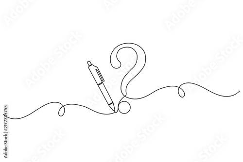 Pen question mark continuous line art vector with editable stroke for modern minimalist design
