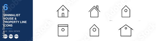 House Icons, Minimalist Real Estate Line Icons Set, Property Design Elements Featuring Vector, Graphic