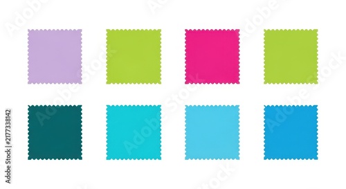 Colorful scalloped edge fabric swatches collection