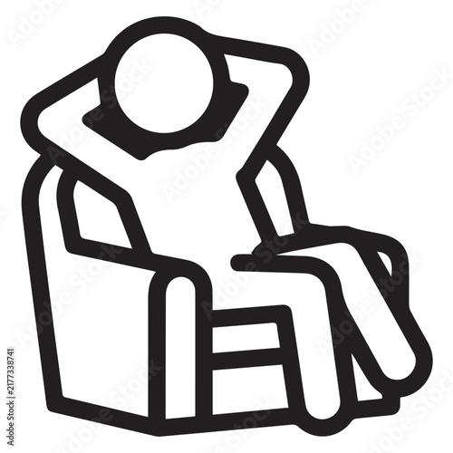 Man relaxing on armchair sofa chair comfort line icon vector illustration