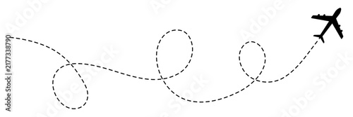 Continuous line drawing airplane flight. Plane flying path. Travel destination. Vector illustration isolated on white.