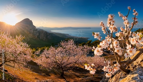 Almond Blossom On Mallorca During Spring