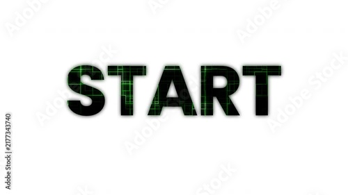 Start Word With Dynamic Green Digital Glitch Effect On White Background For Video Intros