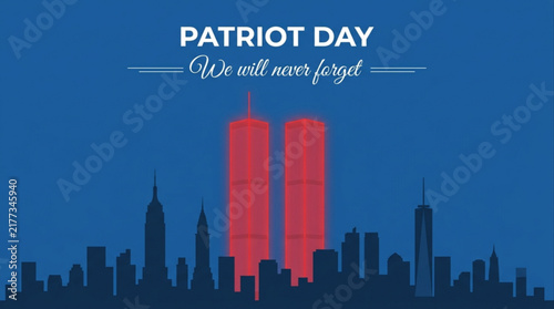 Patriot Day Rememberance 9/11 Tribute We Will Never Forget Twin Towers Memorial Silhouette