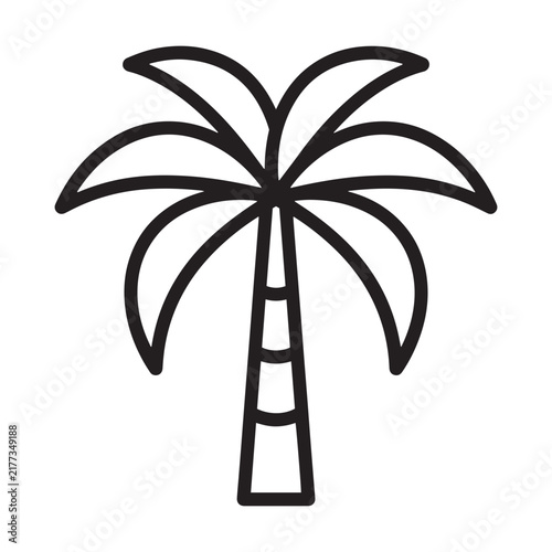 Palm tree silhouette against a white background presents a tropical design