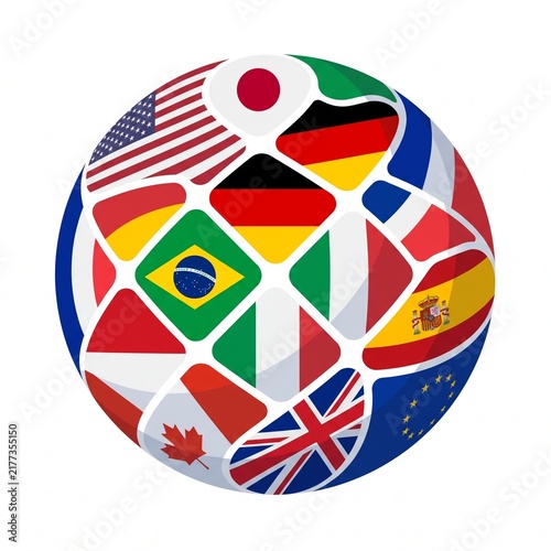 International Flags Globe Icon – Global Travel, Culture and Multicultural Diversity Vector Illustration