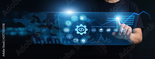 Obraz na plátne Lead programmer using modern interface for software development