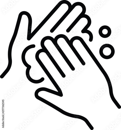 Washing hands with soap foam bubbles hygiene icon sanitizer protection prevention pampering