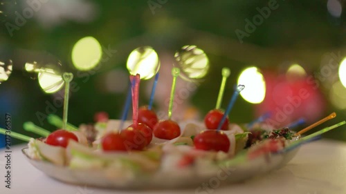 Delicious Finger Food Canapes on a Plate at a Celebration