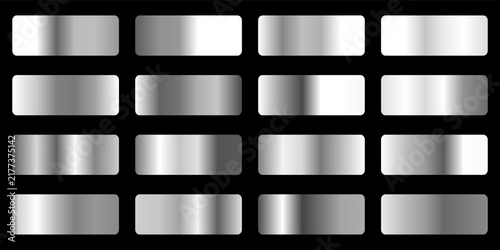 Set of Silver foil texture background. Realistic silver, gradient mesh. High resolution vector