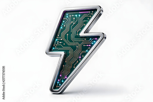 Digital Circuit Lightning Bolt Tech Icon