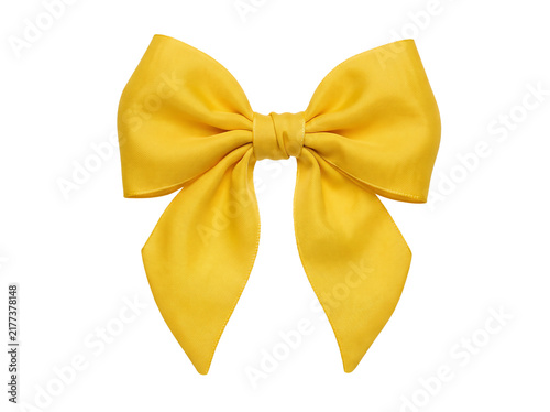 Yellow silk ribbon bow element