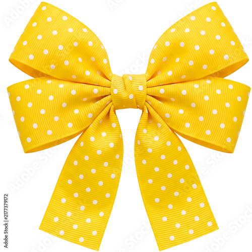 Yellow polka ribbon bow element