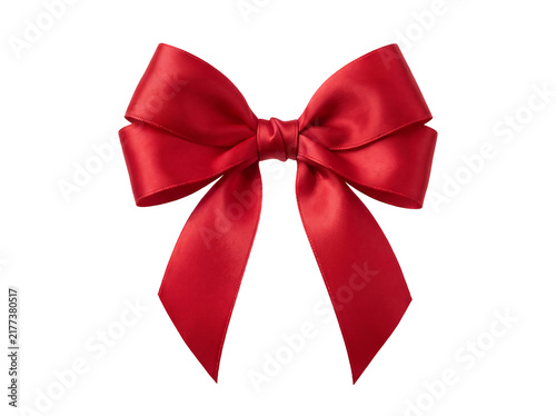 Red silk ribbon bow element