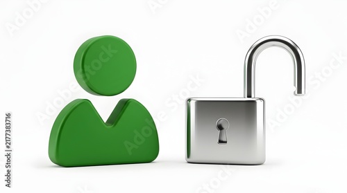  Personal Data Privacy and User Security Concept with Profile Icon and Open Padlock