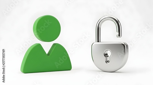 Personal Data Privacy and User Security Concept with Profile Icon and Open Padlock