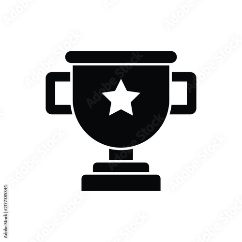 Принти на полотні Trophy cup with star award champion prize black silhouette vector icon isolated