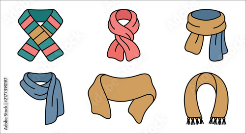 Foto Colorful scarves in various arrangements showcase a hand drawn vector illustrati