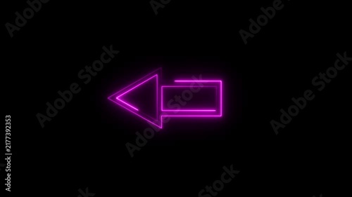 Neon arrow slides left to reveal a black background