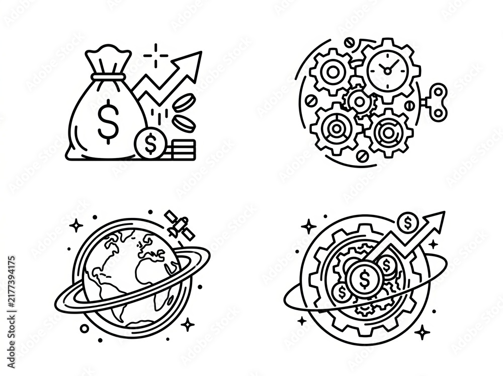 Fototapeta premium Abstract Concepts of Wealth, Innovation, and Global Economy.