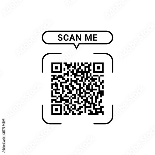 Black and white QR code matrix pattern, isolated on transparent background

