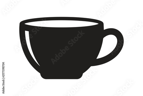 Black silhouette coffee cup icon isolated on white background with beverage isolated silhouette