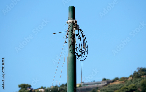 Pylon being set up for cables and electrical services