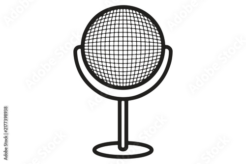 Black and white disco ball icon on a stand isolated illustration with isolated silhouette template