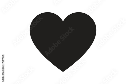 Solid black heart shape icon for love romance and valentine concepts with valentine isolated favorite