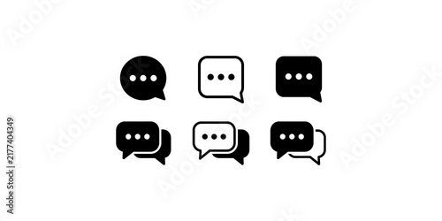 Canvastavla Set of black speech bubble icons with ellipses, representing ongoing conversation and messaging status