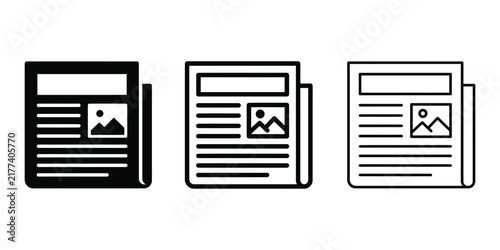 Canvastavla newspaper article icon silhouette vector outline and line art
