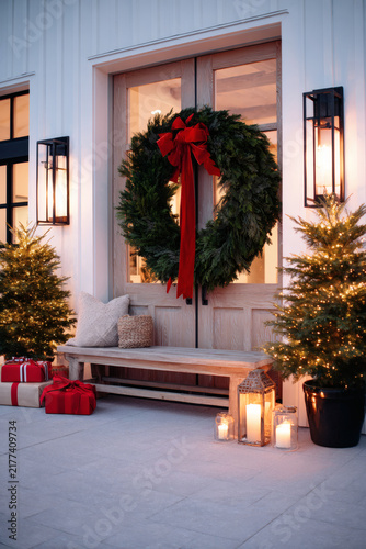 christmas tree in front of the house