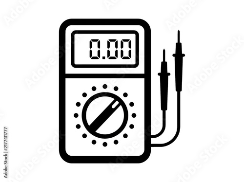 Digital multimeter icon with probes isolated on transparent background