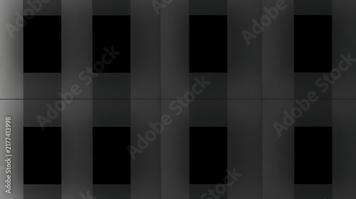 Abstract geometric pattern with vertical bars and voids in dark grey tones