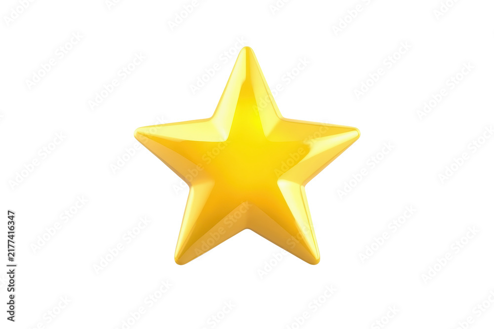 Fototapeta premium Glossy yellow star with pale highlighted edge