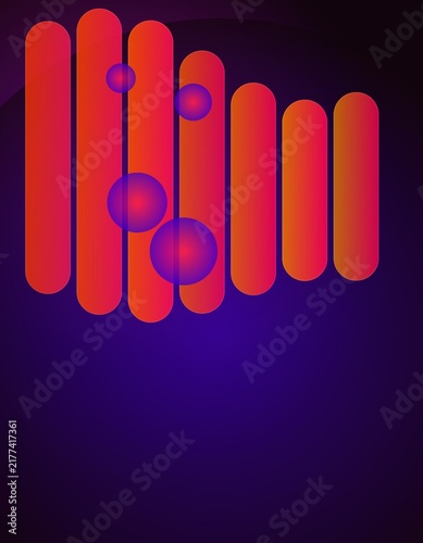 Foto Abstract digital background featuring vertical red bars and glowing orbs