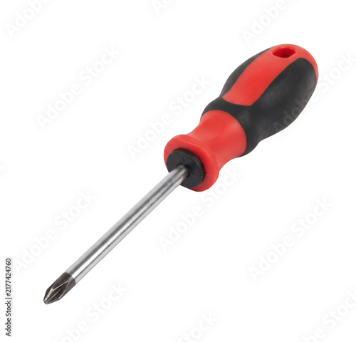 Canvastavla Phillips head screwdriver with red and black handle on transparent background