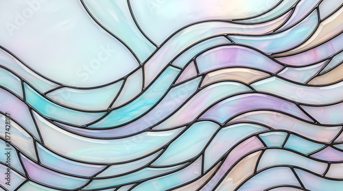 Abstract wavy stained glass pattern in soft pastel colors