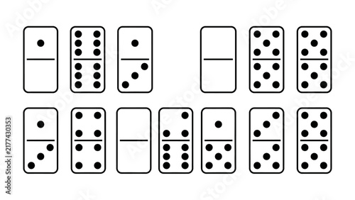 Dominoes Game Tiles: A collection of domino tiles displaying various dots, arranged for a game of dominoes, showcasing different combinations and possibilities.