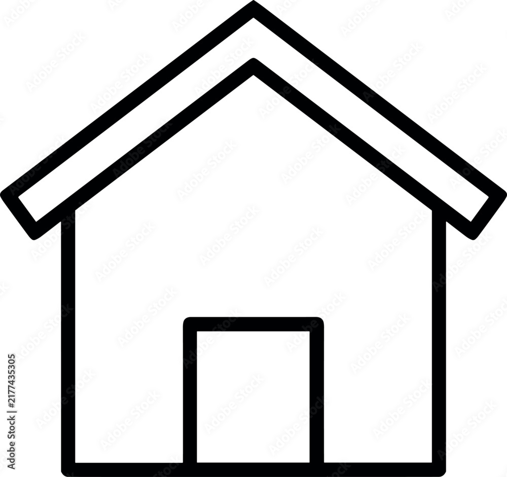 Fototapeta premium Simple House Line Illustration with Bold Minimal Roof and Door Outline Style