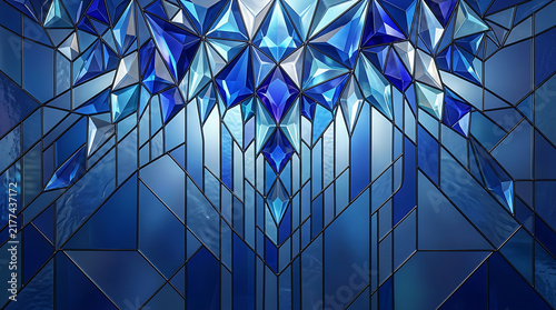 Abstract blue geometric crystal pattern background