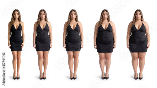 female body shape transformation and weight stages