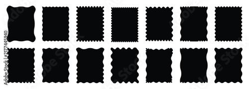 Geometric zig zag wavy stickers. Zig zag square shape collection. Abstract elements for template, stickers, promo material, web or social media design vector set. vector illustration.