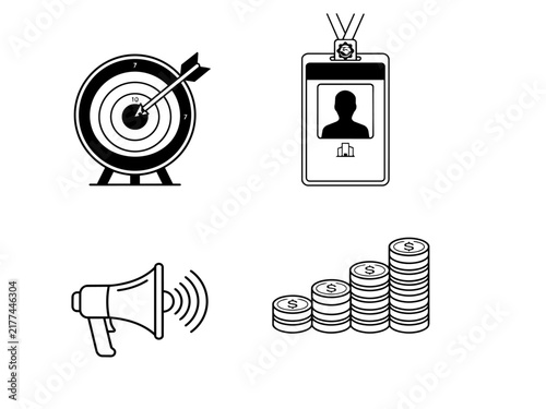 Target with Arrow Icon Symbol for Business, Technology, Web Design, Navigation and Success Concept Vector Illustration